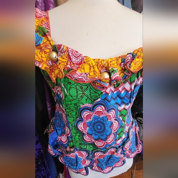 Vibrant Afropunk Styled Cotton One Shoulder Top - Picture 3 of 6